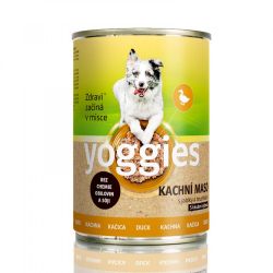 YOGGIES Dog Monoproteinová konzerva pro psy s kachním masem, brusinkami a kloubní výživou 1200g