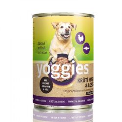 YOGGIES Dog konzerva pro psy s krůtím masem, lososem, bylinkami a kloubní výživou 1200g