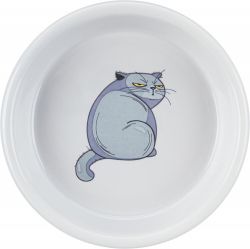 Keramická miska s motivem kočky, 0.25 l/ø 13 cm, šedá TRIXIE