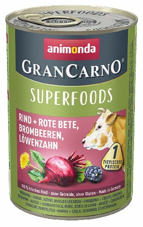 GRANCARNO Superfoods hovězí,čv.řepa,ostružiny,pampeliška 400 g pro psy Animonda