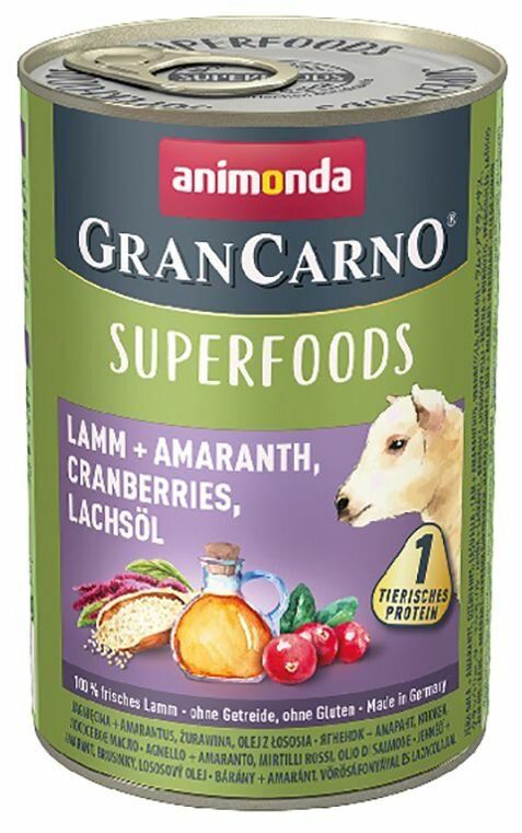GRANCARNO Superfoods jehněčí,amarant,brusinky,los.olej 400 g pro psy Animonda