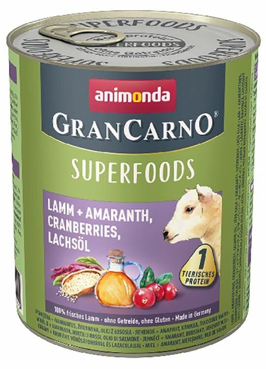 GRANCARNO Superfoods jehněčí,amarant,brusinky,los.olej 800 g pro psy Animonda