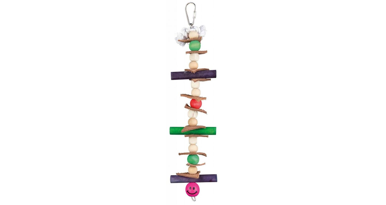Dřevěná hračka, lano s barevnými kuličkami a kůží, 28 cm TRIXIE