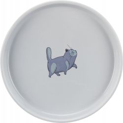 Keramická miska pro kočky, nízká a široká, 0.6 l/ø 23 cm, šedá TRIXIE