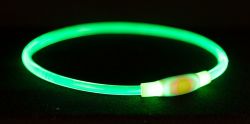 Flash light ring USB, blikací obojek, S-M: 40 cm/ ø 8 mm, zelená TRIXIE