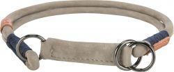 BE NORDIC kulatý polostahovací kožený obojek, L-XL: 55 cm/10 mm, šedá TRIXIE