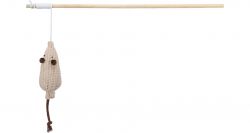 Hrací prut s myškou, catnip, dřevo/tkanina, , 40 cm