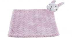 JUNIOR hebká deka s hračkou, 55 x 40 cm. plyš/bavlna, lila/šedá TRIXIE