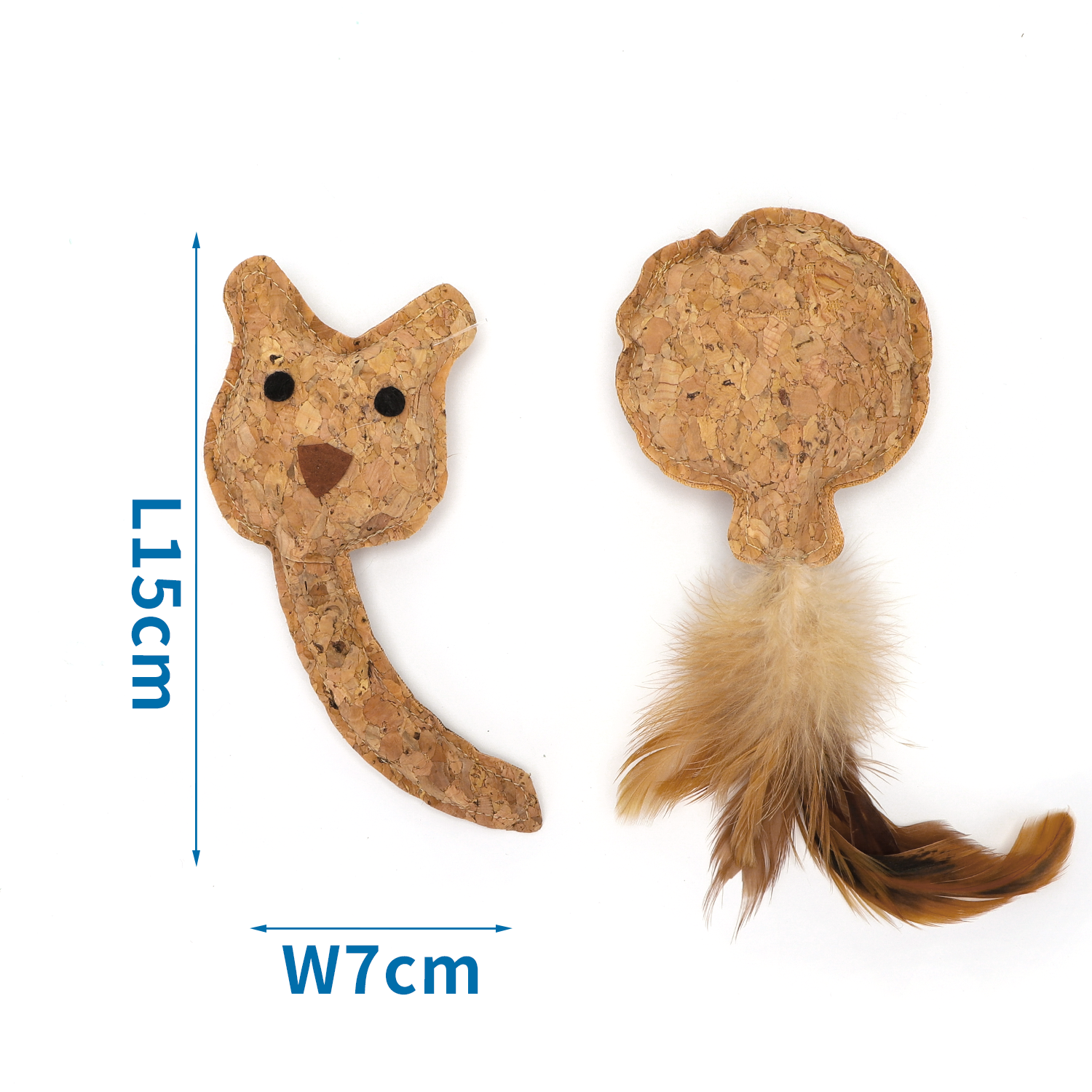 Korková hračka s peřím a catnipem 15x7cm Nobleza