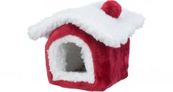 Xmas Cuddly CAVE - plyšový domek pro morče, 29 x 24 x 31 cm, červená/bílá TRIXIE