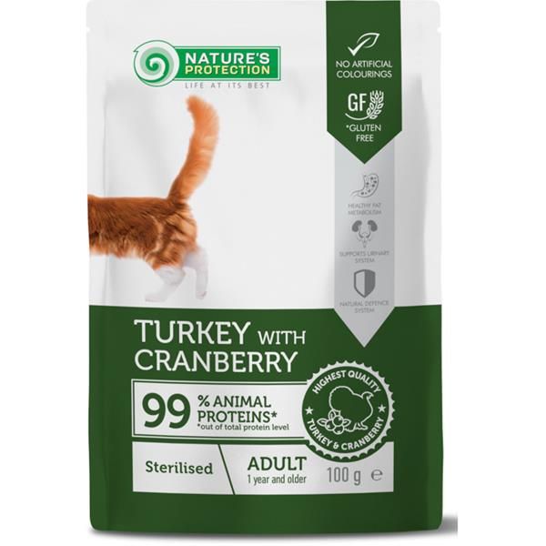 Nature's Protection Cat kapsa Adult Sterilised Turkey and Cranberry 100g Nature´s Protection