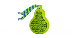 Dentální hračka hruška přírodní guma pro štěňata s látkovým střapcem 9 cm HipHop HipHop Dog