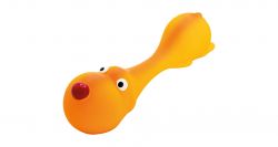 Psík ležící - tvar činky, se zvukem, 22 cm, latex, oranžová, HipHop HipHop Dog