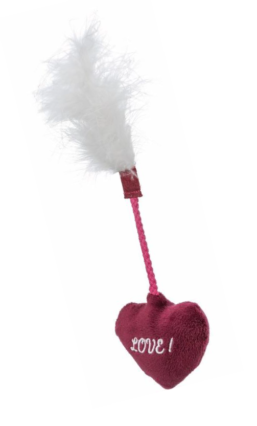 Valentine´s heart - valentýnská hračka pro kočky - srdce s peřím, plyš, 20 cm TRIXIE