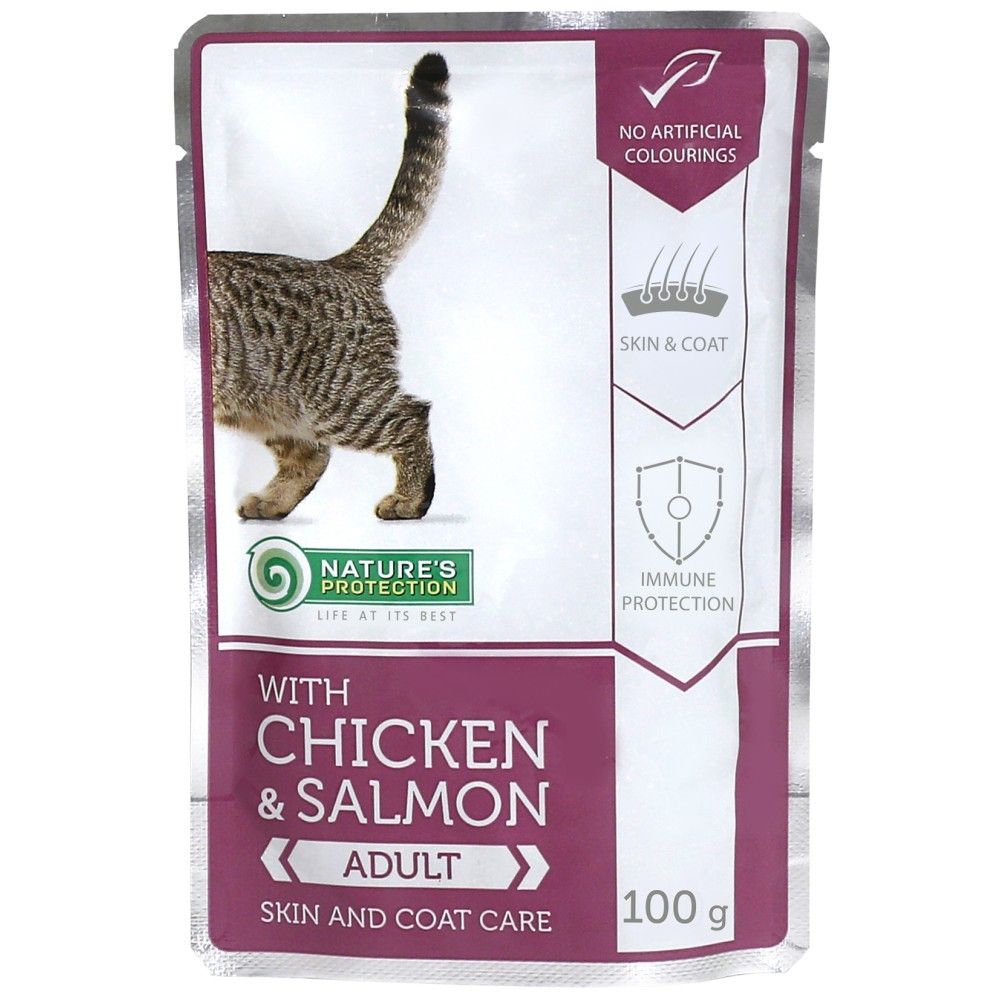 Natures Protection Cat kapsa Adult Chicken & Salmon - Skin & Coat Care 100g Nature´s Protection