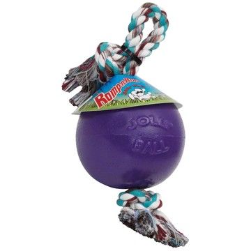 Jolly Ball Romp-n-Roll 20 cm - míč s provazem fialový Jolly Pets