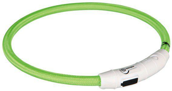 TRIXIE Svítící kroužek USB na krk L-XL 65cm / 7mm zelená