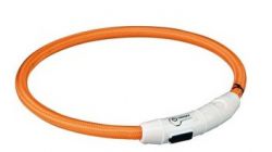 TRIXIE Svítící kroužek USB na krk L-XL 65cm / 7mm oranžový
