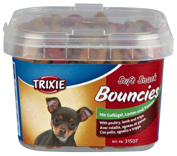 Soft Snack BOUNCIES mini kostičky kuřecí, jehněčí, dršťky 140 g TRIXIE