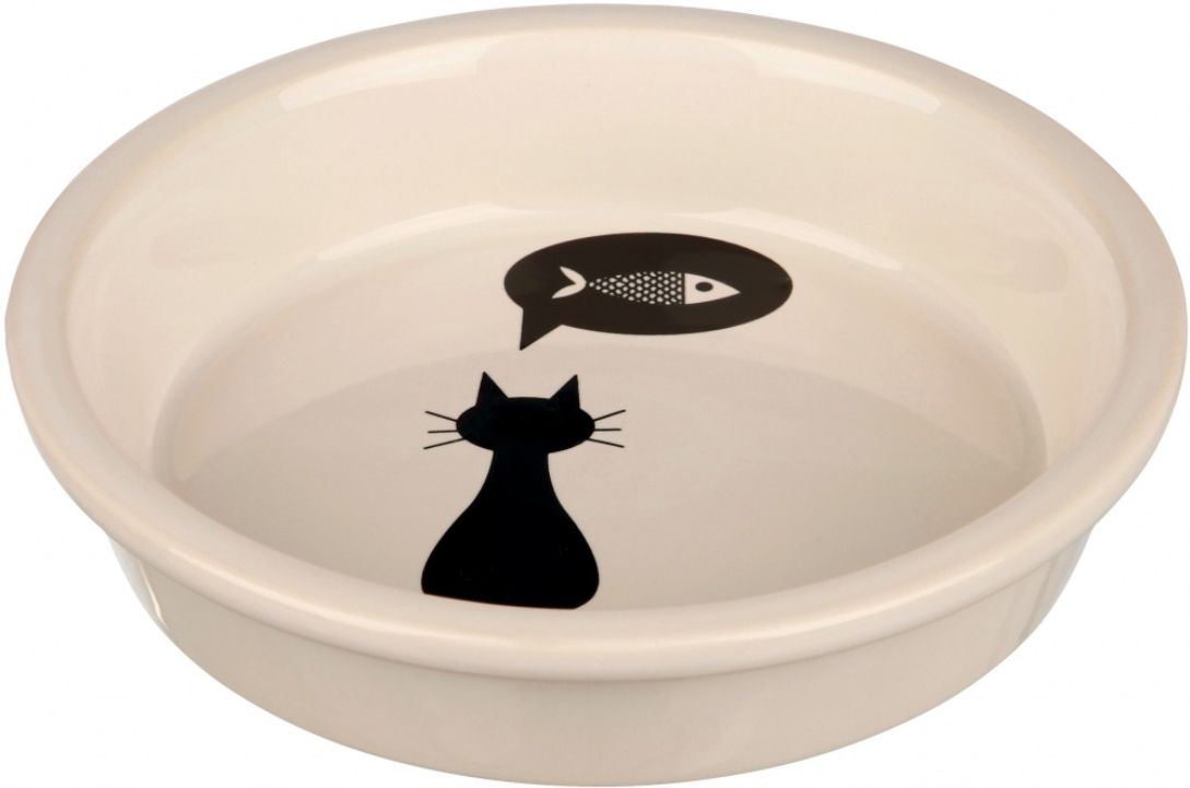 Keramická miska s černou kočkou, s okrajem bílá 0,25 l/13 cm TRIXIE