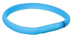 USB svítící obojek PLOCHÝ M-L 50cm/30 mm modrý