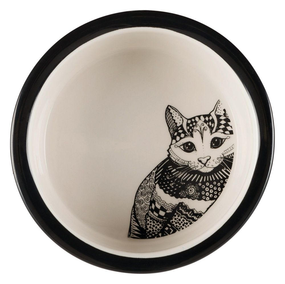 Keramická miska Zentangle pro kočky 0,3l/12 cm bílo/černá TRIXIE