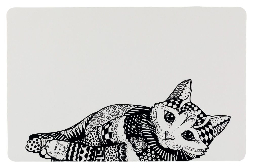Zentangle prostírání kočka 44 x 28 cm bílo/černé TRIXIE