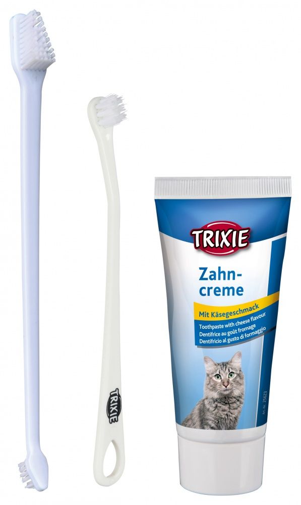 Sada dentální hygieny pro kočky (pasta se sýrovou příchutí 50g, dva zubní kartáčky) TRIXIE