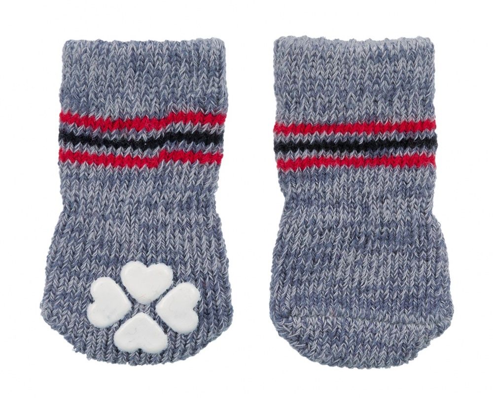 Protiskluzové šedé ponožky, 2 ks pro psy XXS-XS (jorkšír) TRIXIE