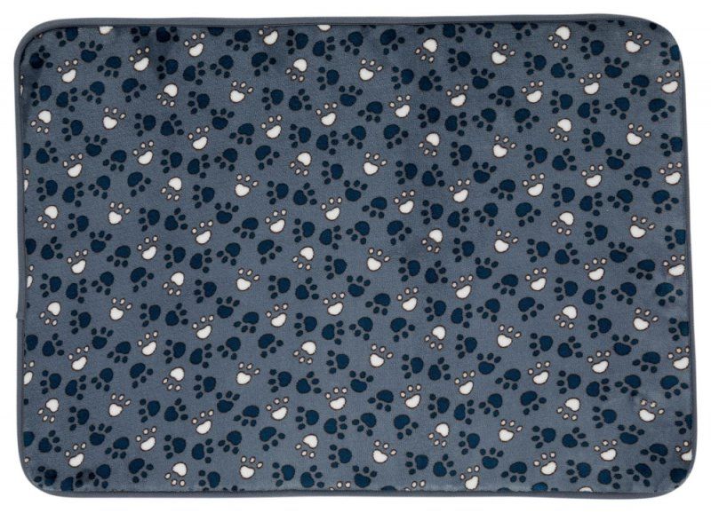 Plyšová podložka TAMMY 70 x 50 cm modrá s packami TRIXIE