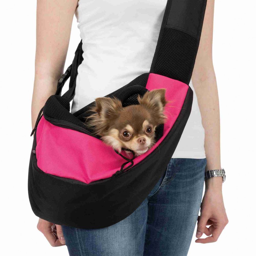Přenosná taška-nosička na hrudník 50x25x18 cm růžovo/černá TRIXIE