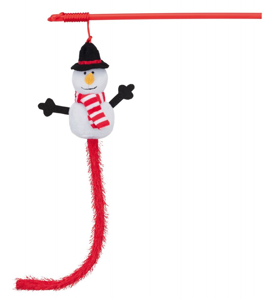 Vánoční hračka pro kočky sněhulák na udici 31 cm TRIXIE