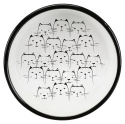 Keramická miska nízká, pro kočky s krátkým čumákem 0,3l/11 cm, černá/bílá