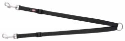 Nylonová rozdvojka - pásky s karabinami 40-70 cm/15 mm,  - černá