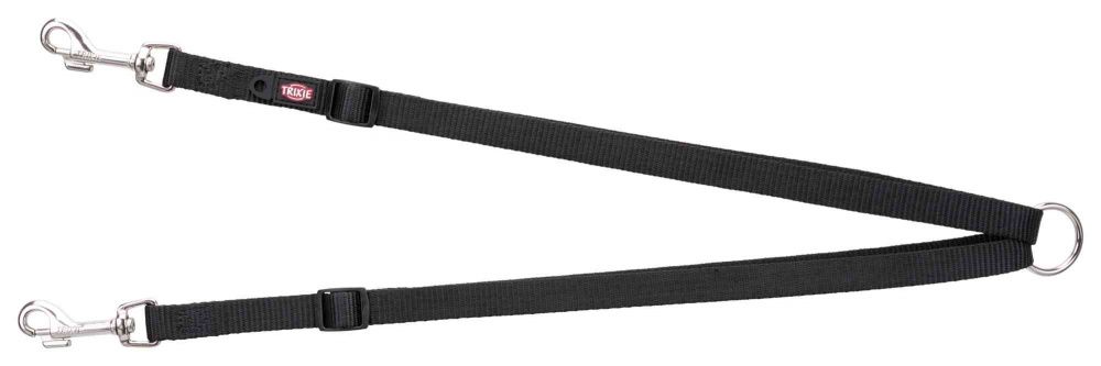 Nylonová rozdvojka - pásky s karabinami 40-70 cm/15 mm, - černá TRIXIE