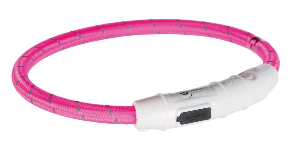 Svítící kroužek USB na krk L-XL 65 cm/7 mm růžový TRIXIE