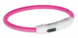 Svítící kroužek USB na krk M-L 45 cm/7 mm růžový