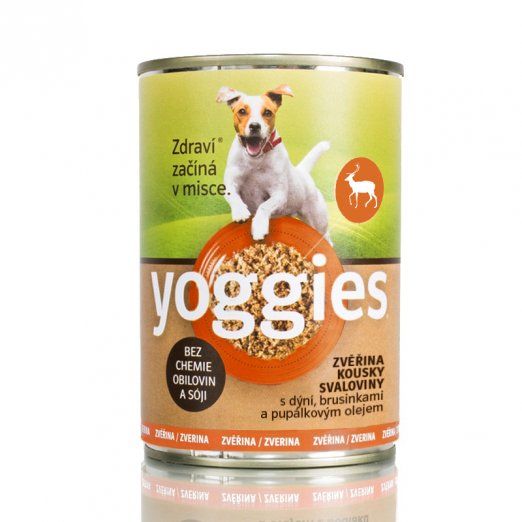 YOGGIES Dog Zvěřinová konzerva s dýní a pupalkovým olejem 400g